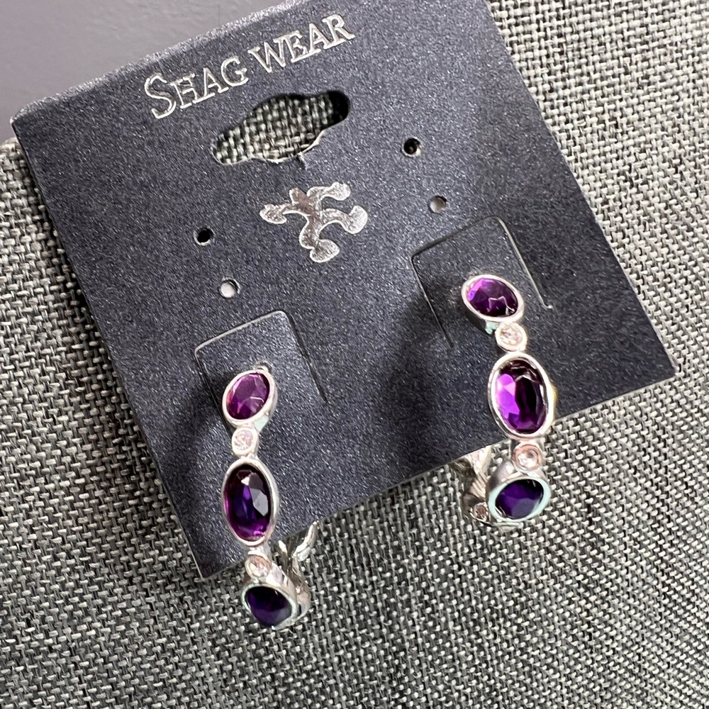 Purple and Silver Stud Earrings